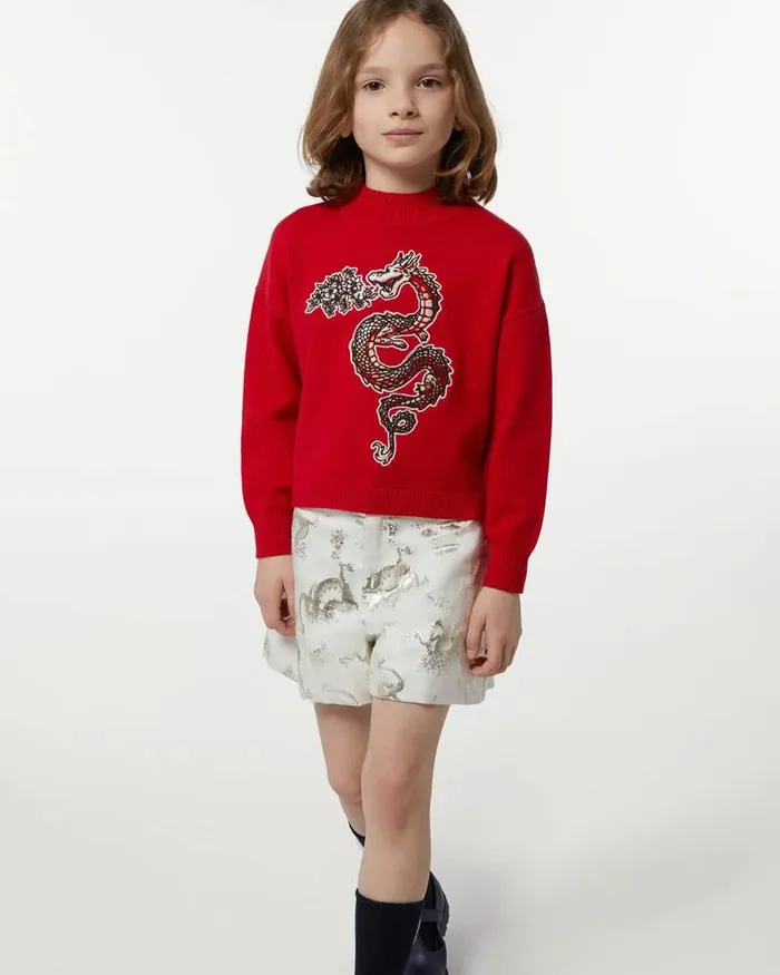 Kenzo Pants And Shorts Kids Year Of The Dragon039 Printed Shorts Cream