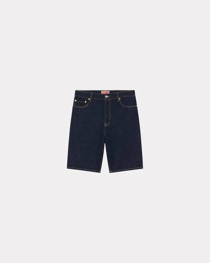 Kenzo Pants And Shorts Men Creations039 Straight HIMAWARI Shorts In Denim Rinse Blue Denim