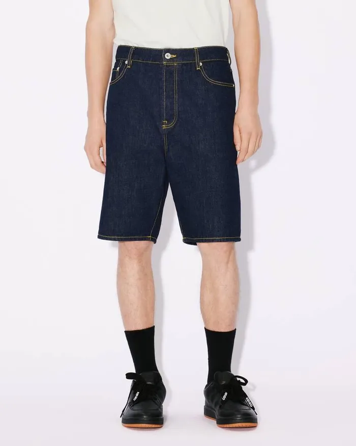 Kenzo Pants And Shorts Men Creations039 Straight HIMAWARI Shorts In Denim Rinse Blue Denim