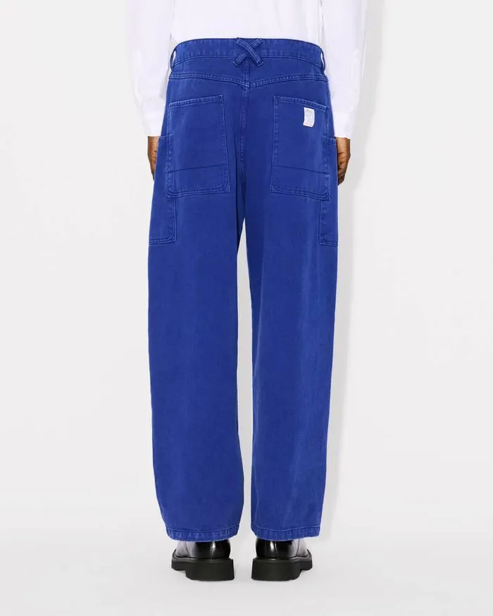 Kenzo Pants And Shorts Men Elephant Flag039 Cargo Jeans Deep Sea Blue