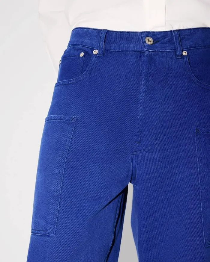Kenzo Pants And Shorts Men Elephant Flag039 Cargo Jeans Deep Sea Blue