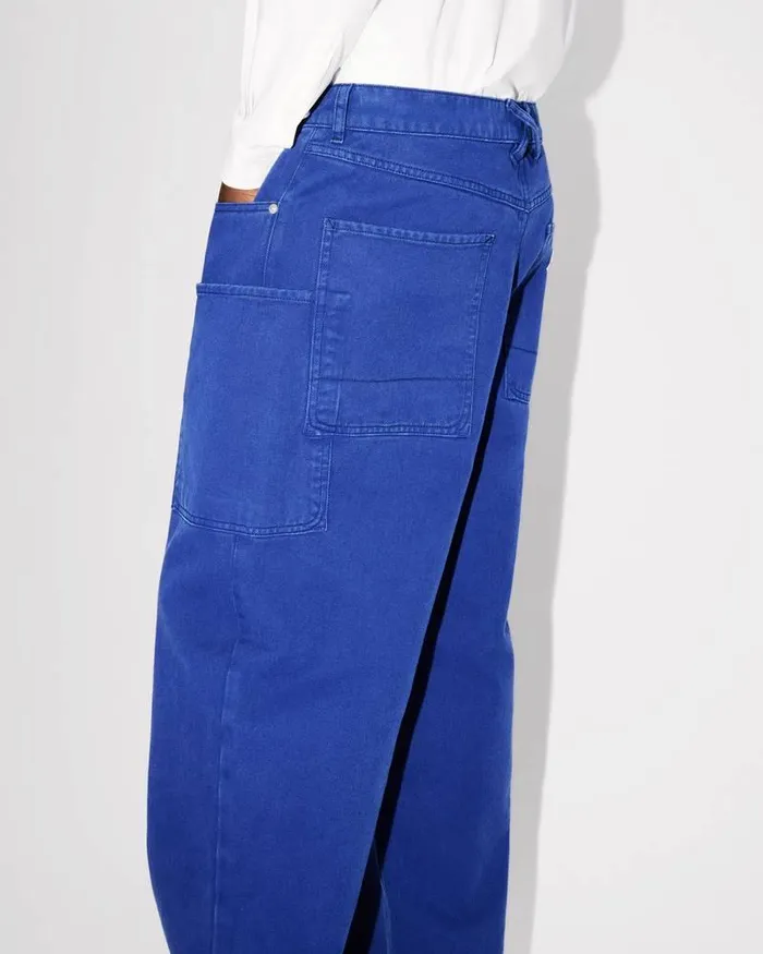 Kenzo Pants And Shorts Men Elephant Flag039 Cargo Jeans Deep Sea Blue