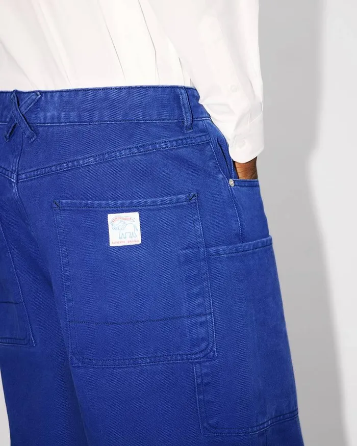 Kenzo Pants And Shorts Men Elephant Flag039 Cargo Jeans Deep Sea Blue