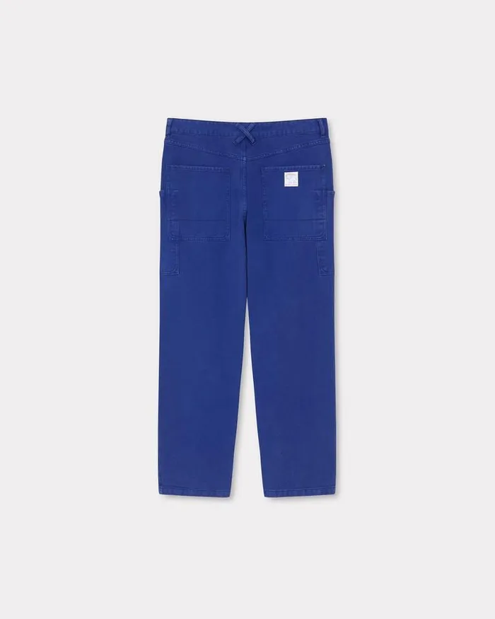 Kenzo Pants And Shorts Men Elephant Flag039 Cargo Jeans Deep Sea Blue