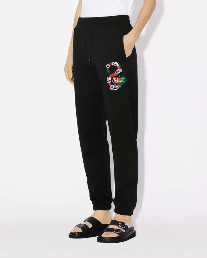 Kenzo Pants And Shorts Women 039Year Of The Dragon039 Embroidered Jogging Bottoms Black