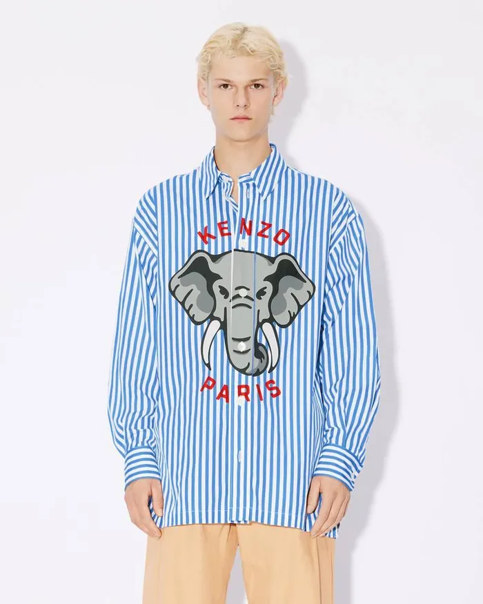 Kenzo Shirts Men Elephant039 Oversized Shirt Royal Blue