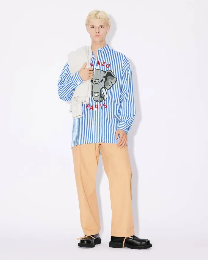 Kenzo Shirts Men Elephant039 Oversized Shirt Royal Blue