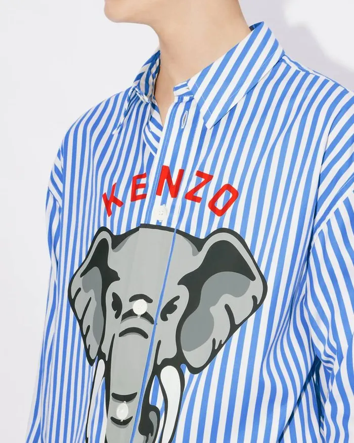 Kenzo Shirts Men Elephant039 Oversized Shirt Royal Blue