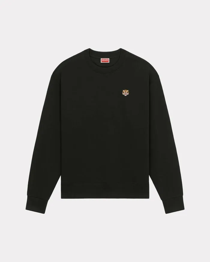 Kenzo Sweatshirts And Hoodies Men 039Lucky Tiger039 Embroidered Classic Sweatshirt Black