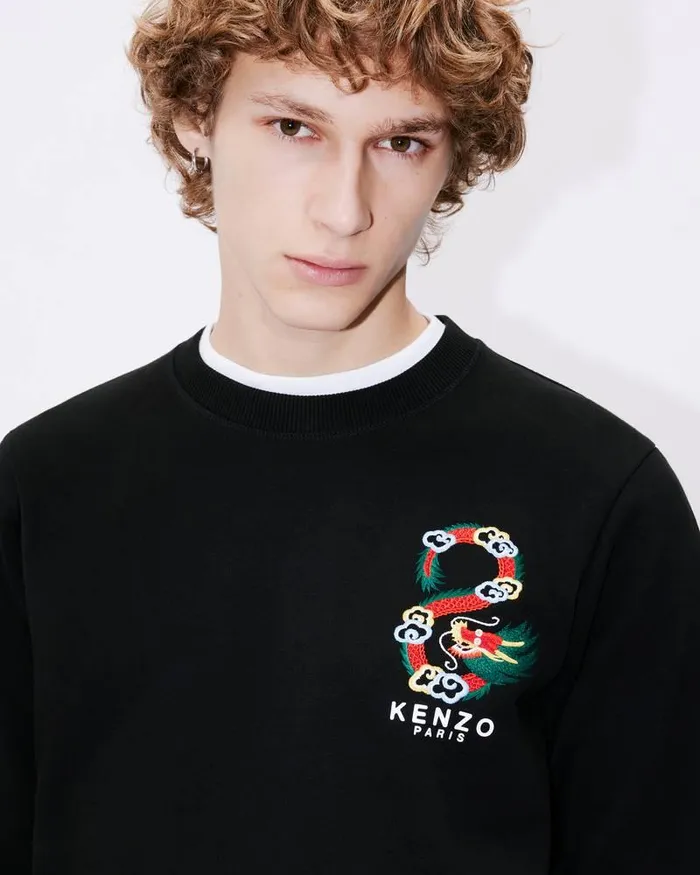 Kenzo Sweatshirts And Hoodies Men 039Year Of The Dragon039 Embroidered Slimfit Sweatshirt Black
