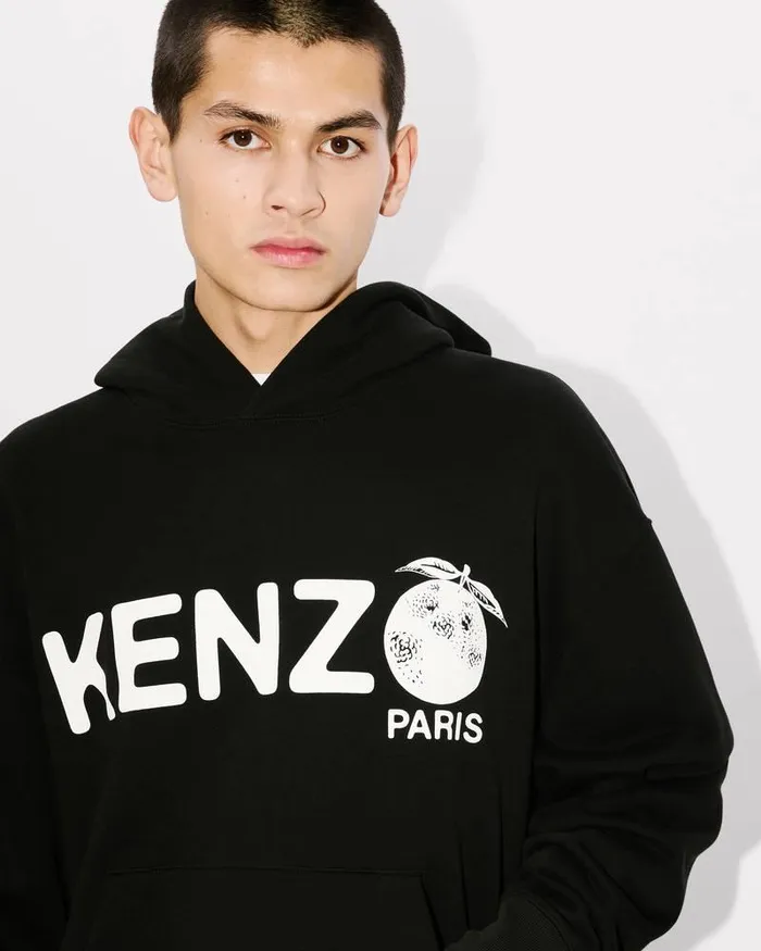 Kenzo Sweatshirts And Hoodies Men Orange039 Oversized Hoodie Black