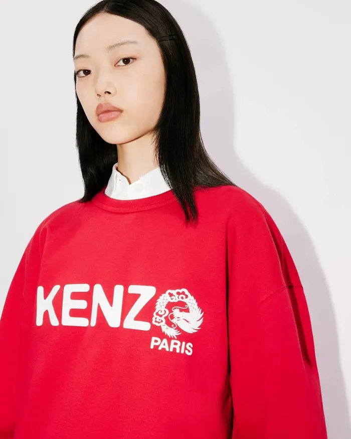 Kenzo Sweatshirts And Hoodies MenWomen 039Year Of The Dragon039 Oversize Genderless Sweatshirt Cherry