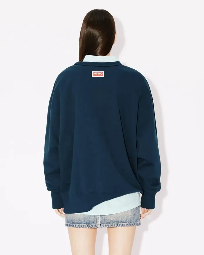 Kenzo Sweatshirts And Hoodies MenWomen Lucky Tiger039 Embroidered Oversized Genderless Sweatshirt Midnight Blue