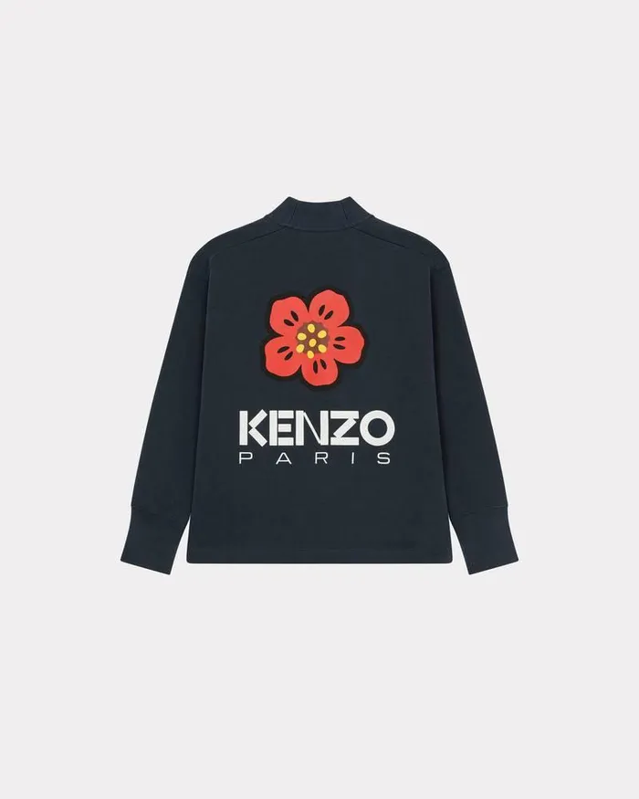 Kenzo Sweatshirts And Hoodies Women 039Boke Flower039 Cardigan Midnight Blue