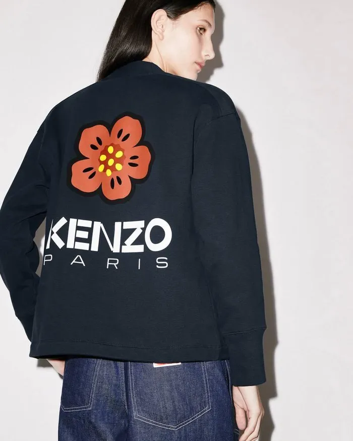 Kenzo Sweatshirts And Hoodies Women 039Boke Flower039 Cardigan Midnight Blue