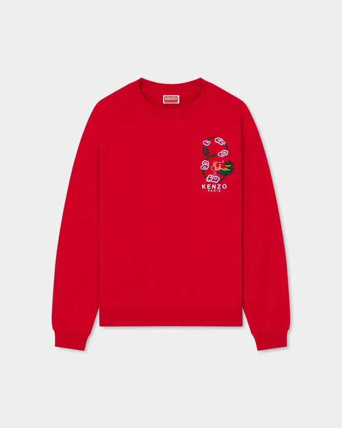 Kenzo Sweatshirts And Hoodies Women 039Year Of The Dragon Crest039 Embroidered Regular Sweatshirt Cherry