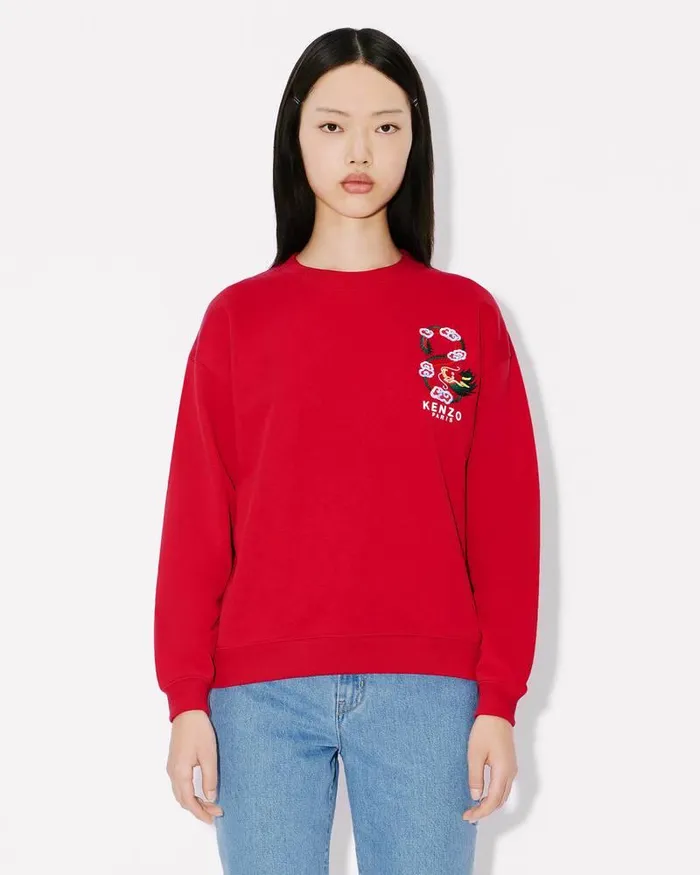 Kenzo Sweatshirts And Hoodies Women 039Year Of The Dragon Crest039 Embroidered Regular Sweatshirt Cherry