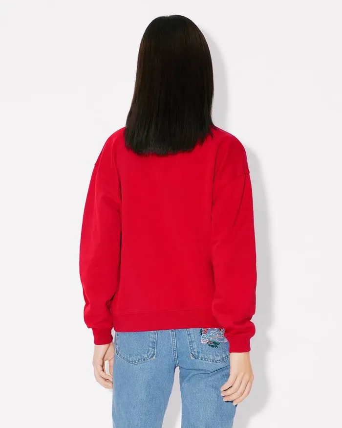 Kenzo Sweatshirts And Hoodies Women 039Year Of The Dragon Crest039 Embroidered Regular Sweatshirt Cherry