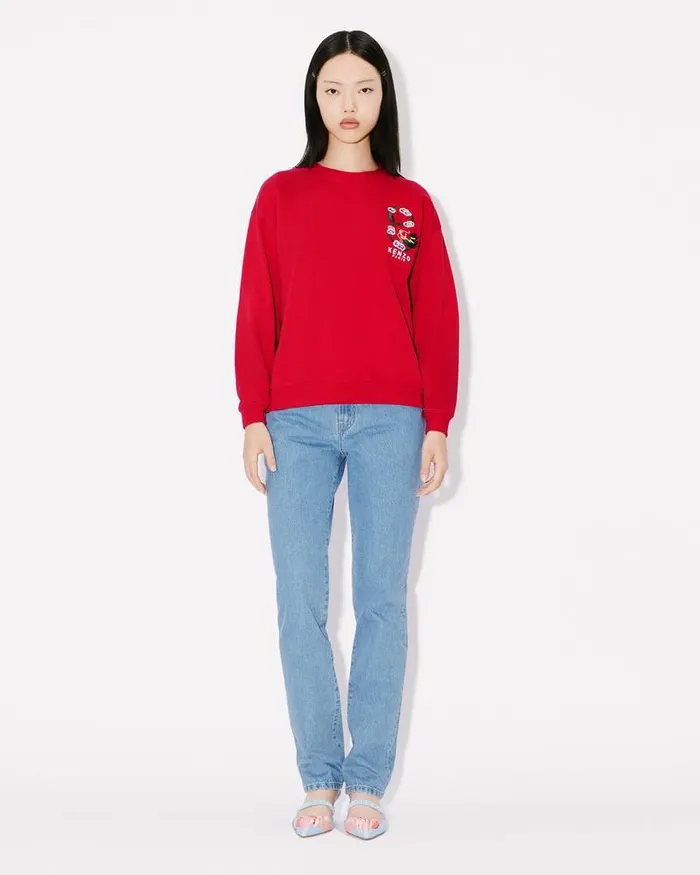 Kenzo Sweatshirts And Hoodies Women 039Year Of The Dragon Crest039 Embroidered Regular Sweatshirt Cherry