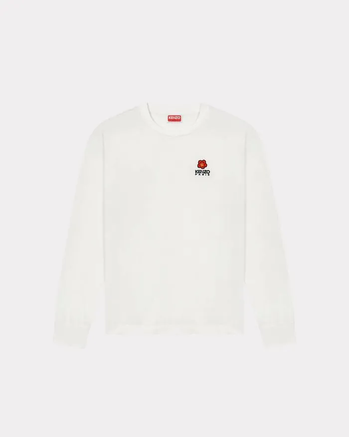 Kenzo TShirts And Polos Men 039Boke Flower039 Embroidered Longsleeved Tshirt White