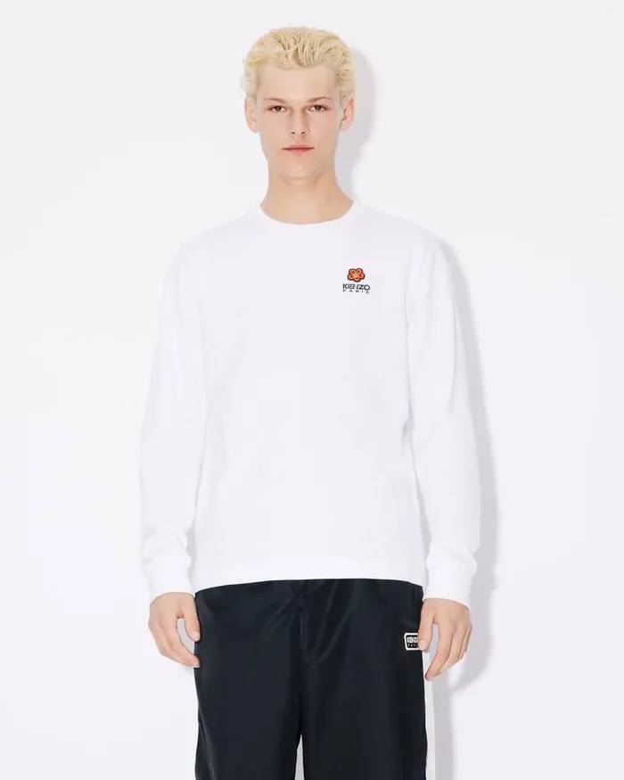 Kenzo TShirts And Polos Men 039Boke Flower039 Embroidered Longsleeved Tshirt White