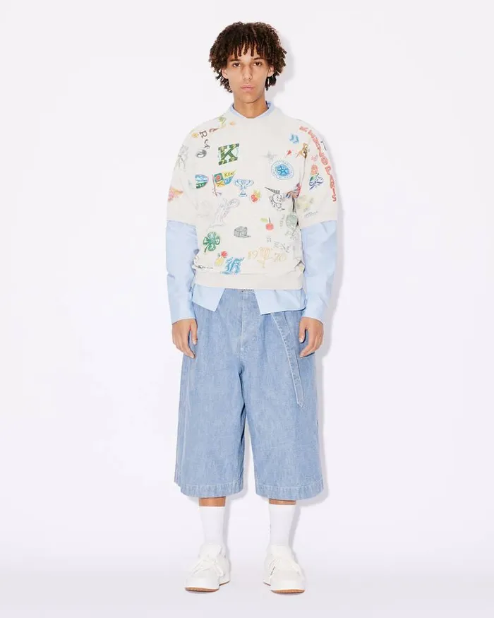 Kenzo TShirts And Polos Men Drawn Varsity039 Tshirt Pale Grey