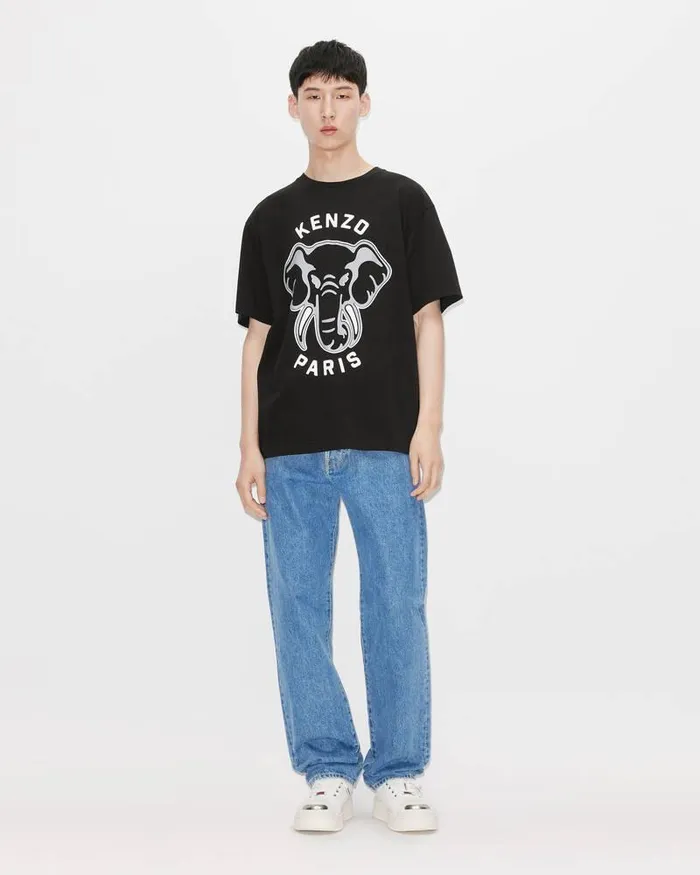 Kenzo TShirts And Polos Men Elephant 039Varsity Jungle039 Oversize Tshirt Black