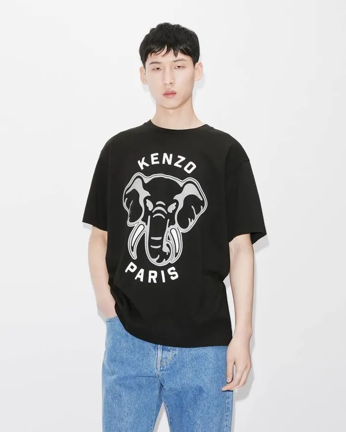 Kenzo TShirts And Polos Men Elephant 039Varsity Jungle039 Oversize Tshirt Black