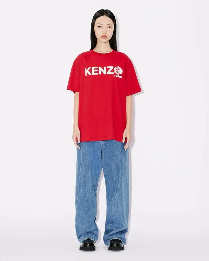 Kenzo TShirts And Polos MenWomen 039Year Of The Dragon039 Oversize Genderless Tshirt Cherry