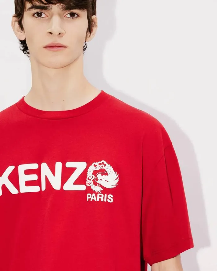 Kenzo TShirts And Polos MenWomen 039Year Of The Dragon039 Oversize Genderless Tshirt Cherry
