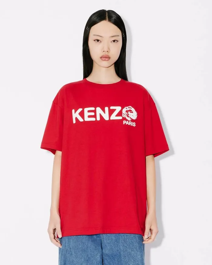Kenzo TShirts And Polos MenWomen 039Year Of The Dragon039 Oversize Genderless Tshirt Cherry