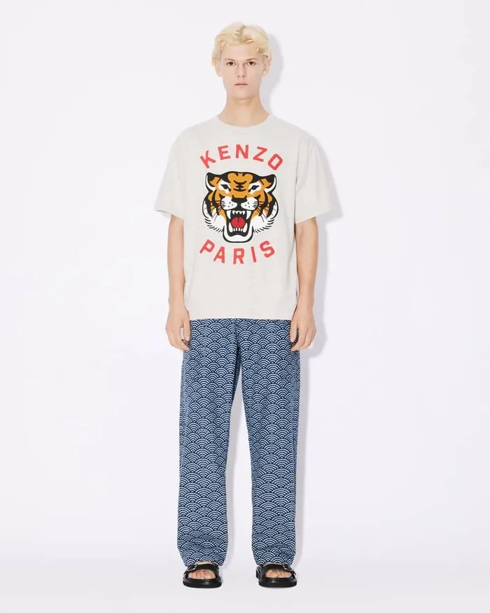 Kenzo TShirts And Polos MenWomen Lucky Tiger039 Oversized Genderless Tshirt Pale Grey