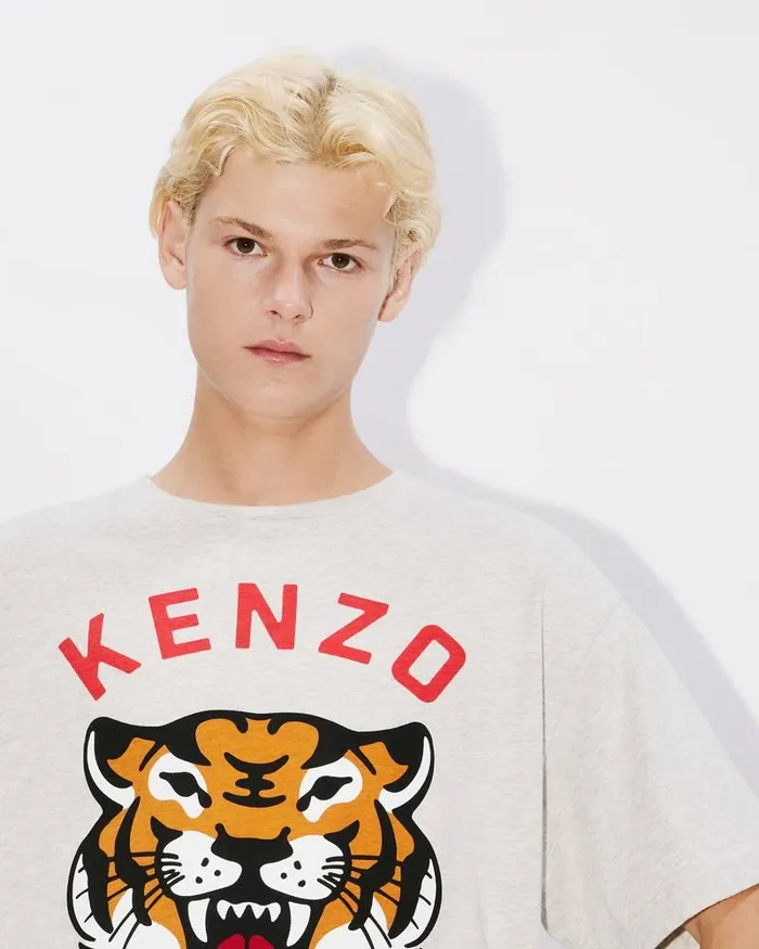 Kenzo TShirts And Polos MenWomen Lucky Tiger039 Oversized Genderless Tshirt Pale Grey