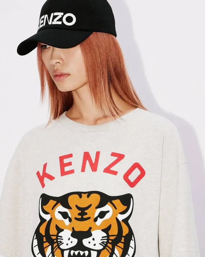 Kenzo TShirts And Polos MenWomen Lucky Tiger039 Oversized Genderless Tshirt Pale Grey