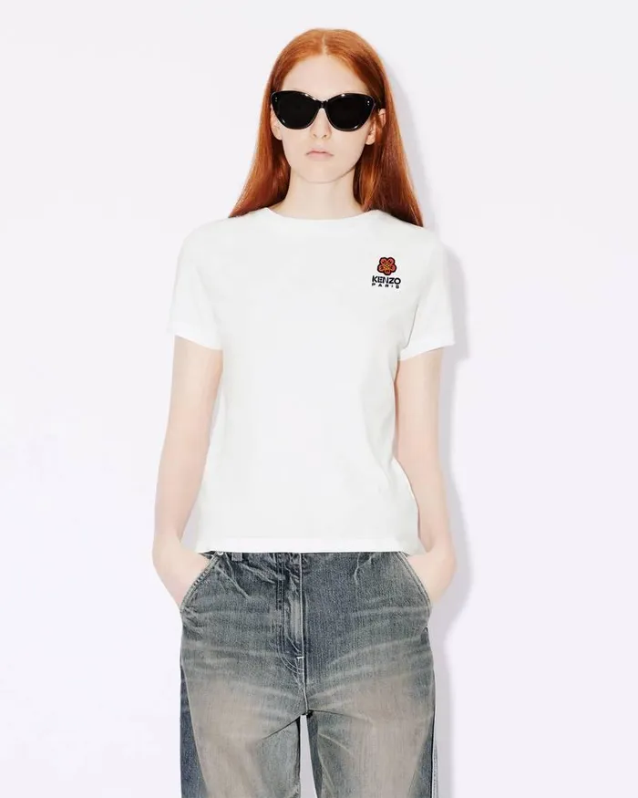 Kenzo TShirts And Polos Women 039Boke Flower039 Embroidered Tshirt White