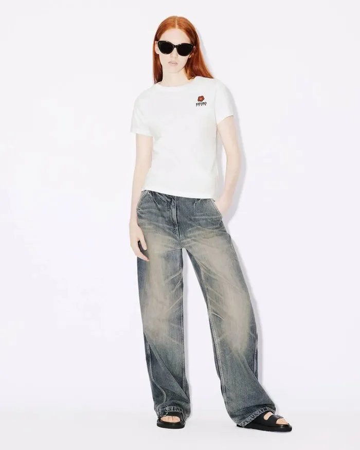 Kenzo TShirts And Polos Women 039Boke Flower039 Embroidered Tshirt White