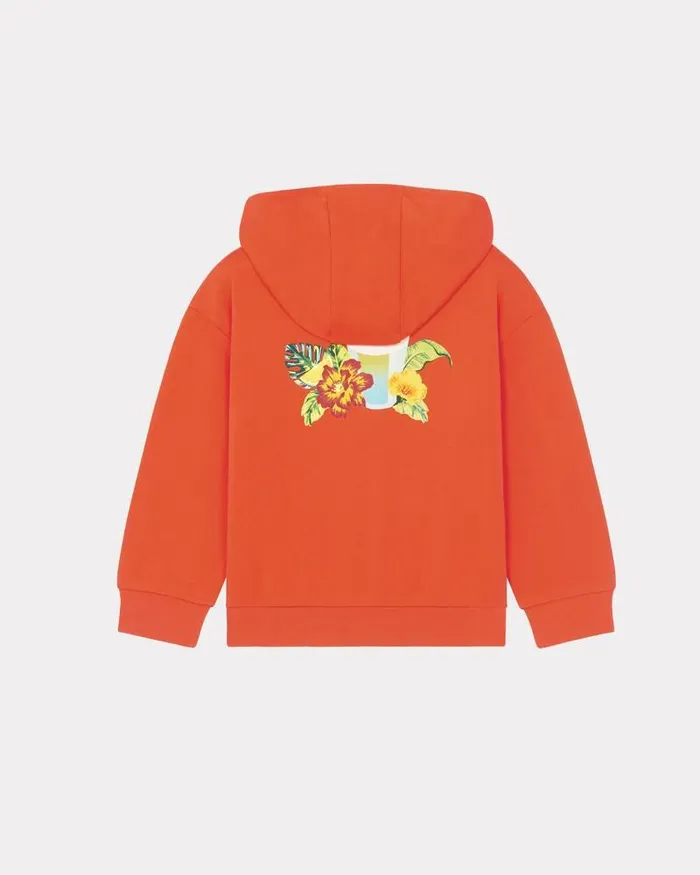 Kenzo TShirts And Sweatshirts Kids Zipped Hoodie Sweatshirt Vermillion