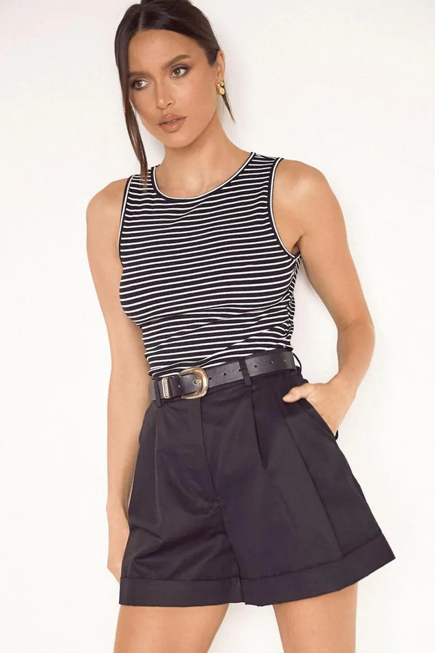Khaimy Shorts 8211 High Waisted Cuffed Shorts In Black Women Showpo Shorts