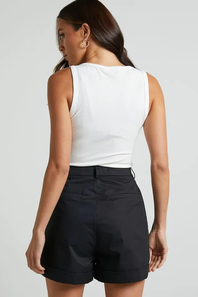 Khaimy Shorts 8211 High Waisted Cuffed Shorts In Black Women Showpo Shorts