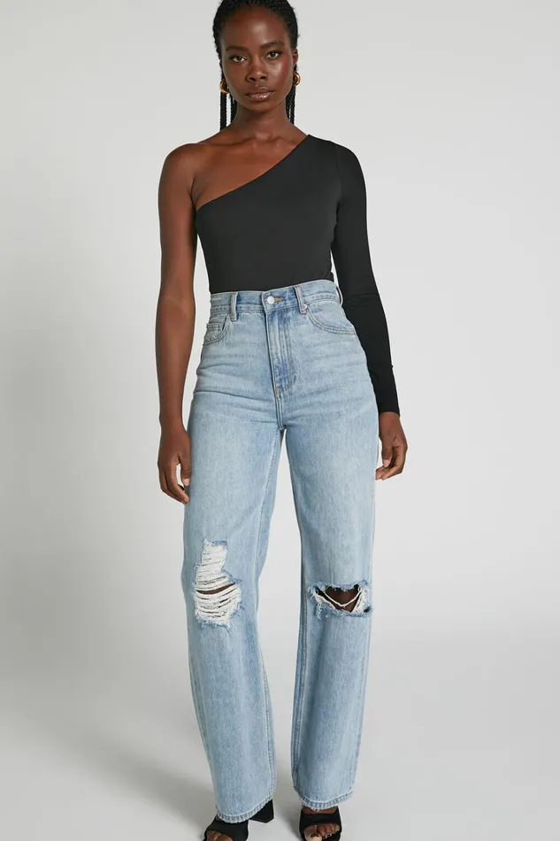 Khanley Bodysuit 8211 One Shoulder Long Sleeve Bodysuit In Black Women Showpo Basics
