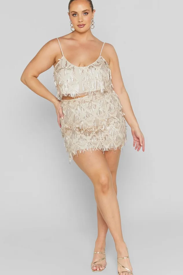 Khrizza Mini Skirt 8211 Sequin Diamond Mesh Skirt In Gold Women Showpo Curve Clothes