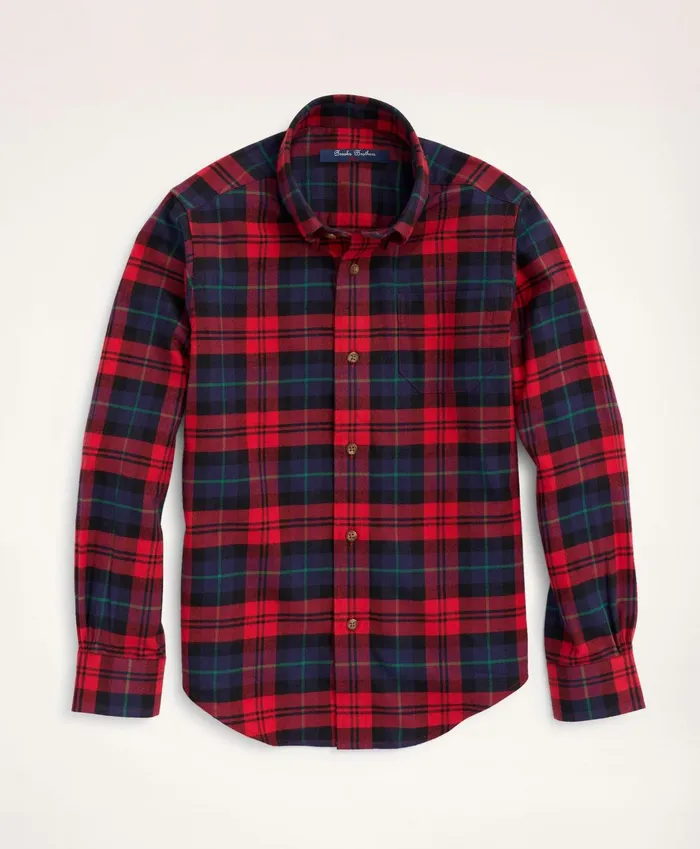 Kids Boys Flannel Tartan Sport Shirt Rednavy Brooks Brothers Shirts