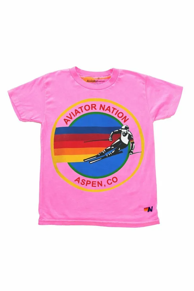 Kids KID039S AVIATOR NATION ASPEN TEE 8211 NEON PINK Aviator Nation