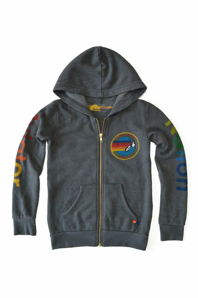 Kids KID039S AVIATOR NATION LAGUNA BEACH ZIP HOODIE 8211 VINTAGE CHARCOAL Aviator Nation