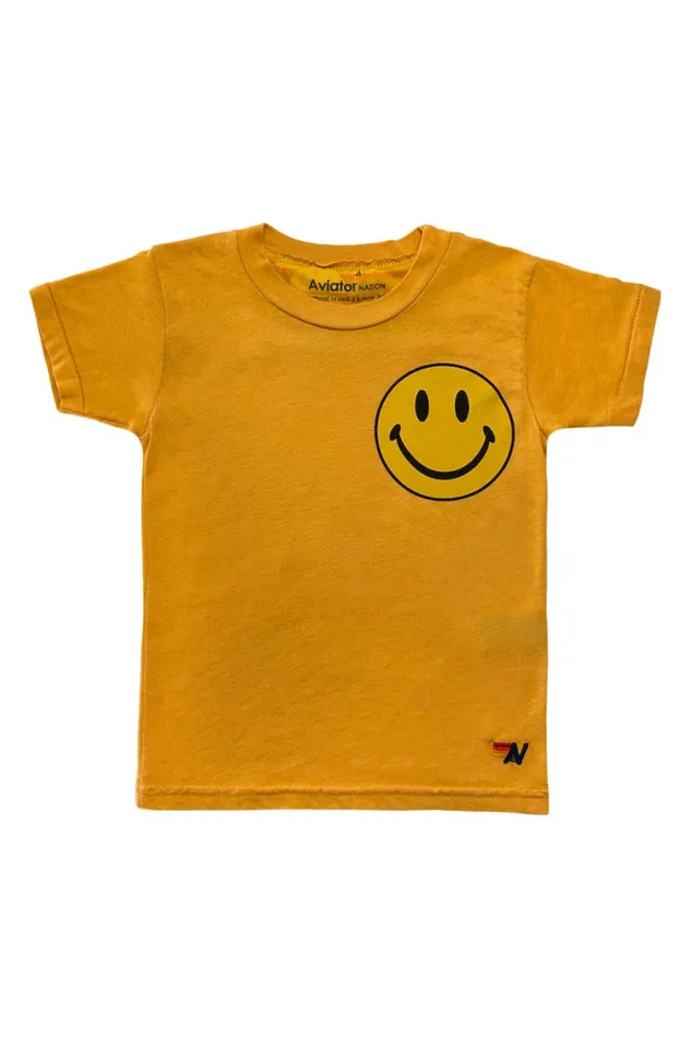Kids KID039S SMILEY 2 TEE 8211 GOLD Aviator Nation