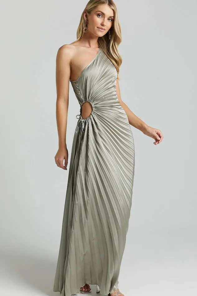 Kitsune Midi Dress 8211 One Shoulder Cut Out Dress In Sage Women Showpo Dresses