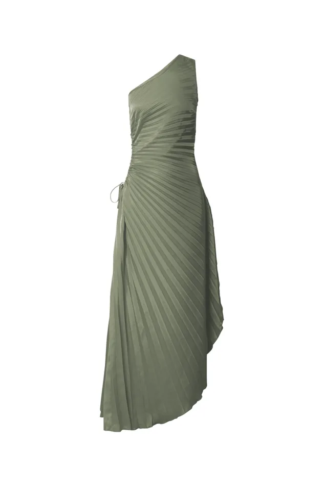 Kitsune Midi Dress 8211 One Shoulder Cut Out Dress In Sage Women Showpo Dresses