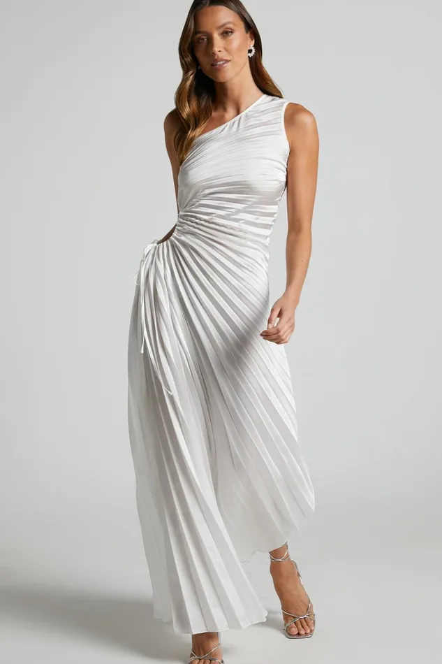Kitsune Midi Dress 8211 One Shoulder Cut Out Dress In White Women Showpo Dresses