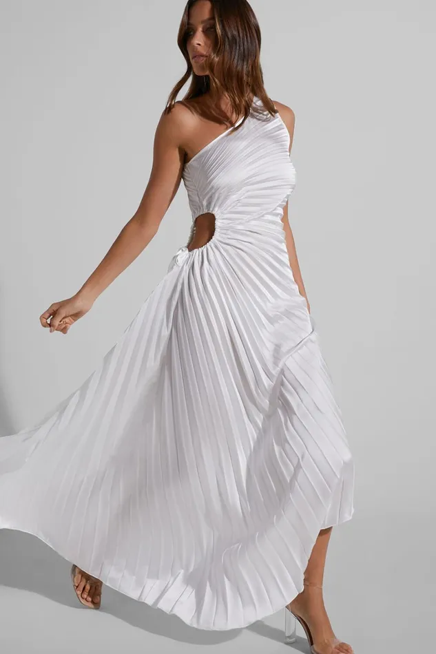 Kitsune Midi Dress 8211 One Shoulder Cut Out Dress In White Women Showpo Dresses