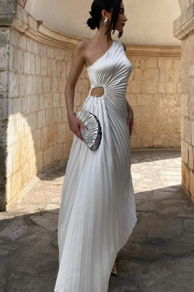 Kitsune Midi Dress 8211 One Shoulder Cut Out Dress In White Women Showpo Dresses